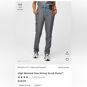 Figs High Waisted Graphite Yola Skinny Scrub Pants
